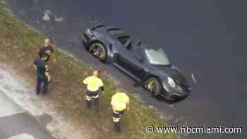Video shows Porsche partially submerged in Miramar canal