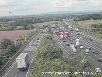 Vast queues forming outside Warrington after serious crash on the M58