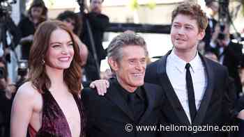 Emma Stone and Margaret Qualley are all smiles as they pose with Joe Alwyn at Cannes