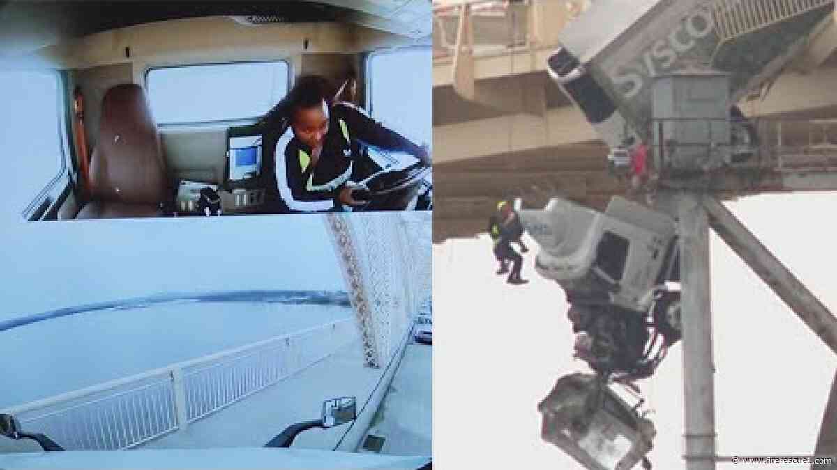 Dash cam video shows Ky. truck left hanging off bridge after crash