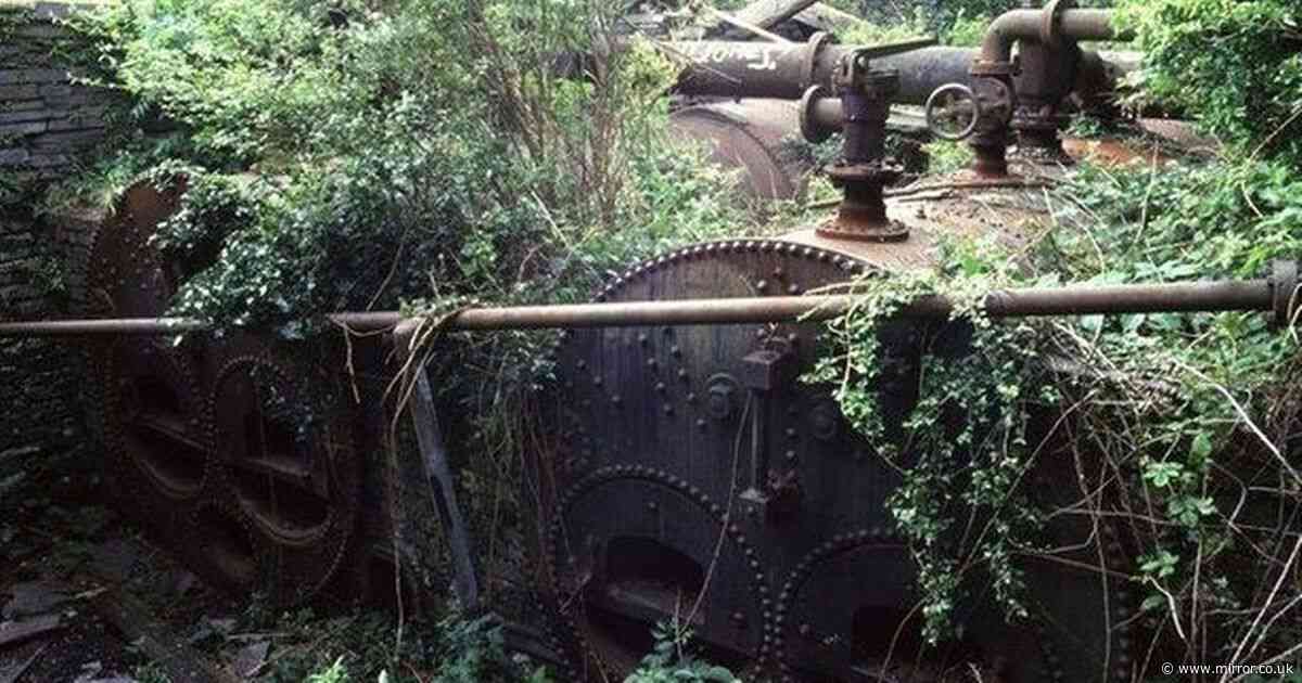 Inside UK village abandoned a century ago with overgrown ruins and its own steam engine
