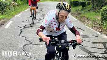 Woman, 82, cycles up French mountain to raise funds