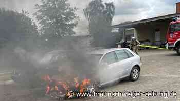 Helmstedt: Feuerwehr muss brennenden Pkw vor Werkstatt löschen