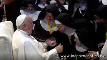 Pope Francis swarmed by joyful nuns during Verona visit