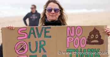 'Save Our Sea': Hundreds of people protest against sewage in the sea at Tynemouth Longsands