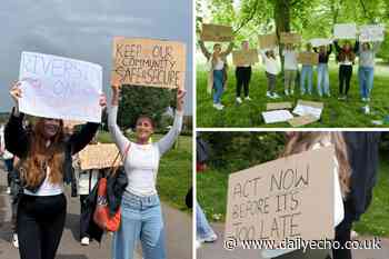 Protestors gather at Riverside Park for women's safety