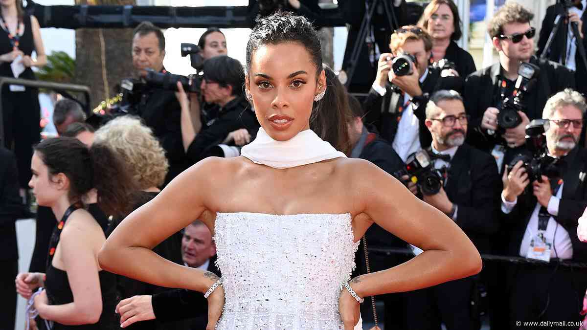 Rochelle Humes catches the eye in a striking crystal embellished dress on the red carpet for the Emilia Perez premiere at Cannes Film Festival