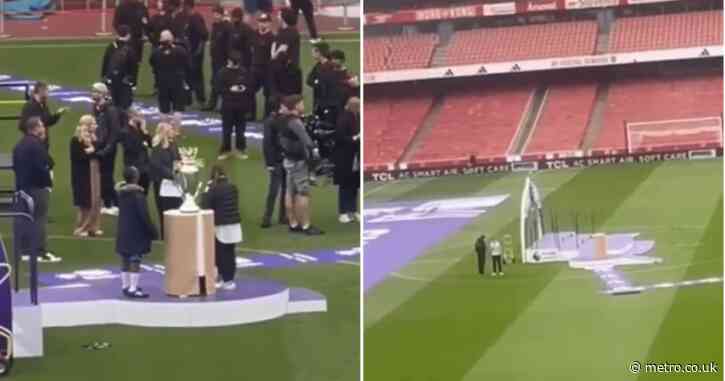 Rival fans mock Arsenal over video showing rehearsal for Premier League trophy presentation