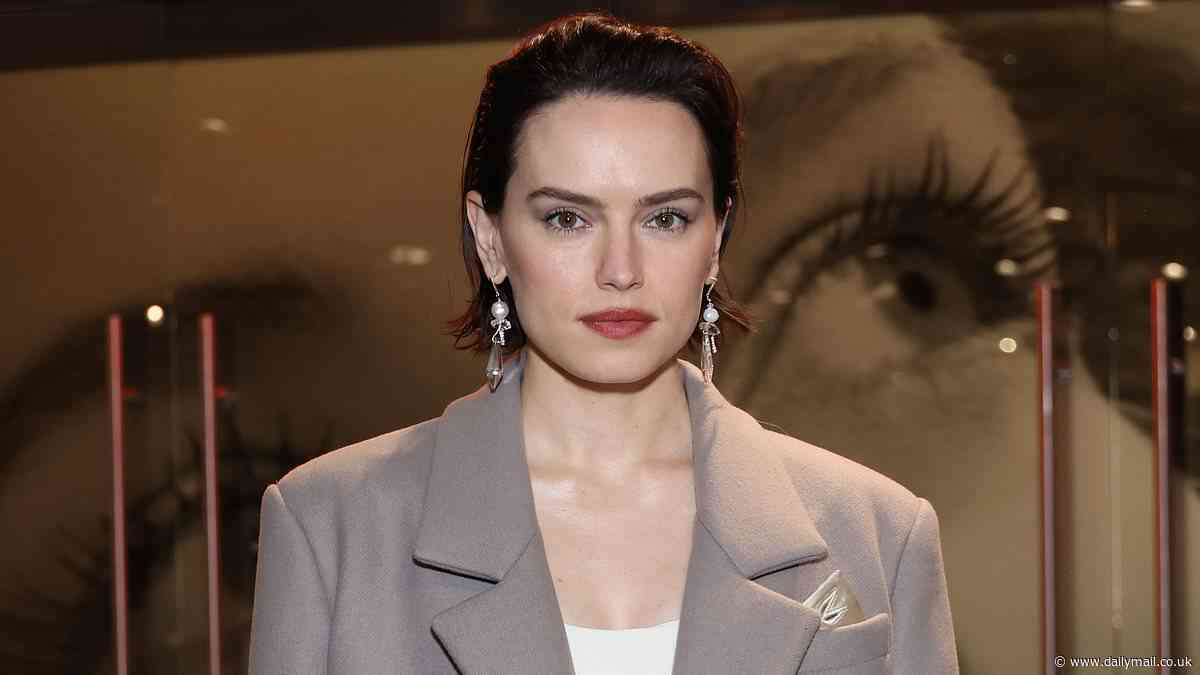 Daisy Ridley is business chic in boxy gray blazer at special LA screening of Disney's Young Woman And The Sea