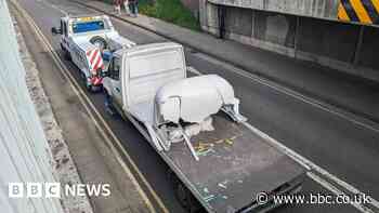 Roof ripped off lorry in low bridge crash