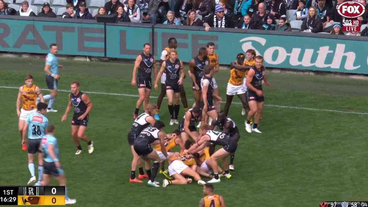 LIVE AFL: Hawk’s four-goal haul overshadowed by star’s shock heart concern