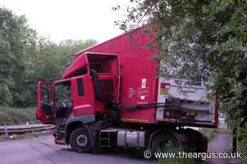 Royal Mail lorry crash closes A23 near Gatwick Airport