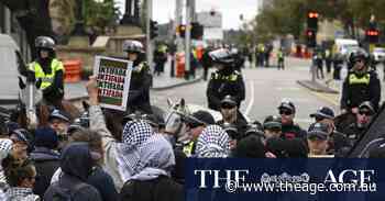 Pro-Palestine supporters clash with police as rival protests converge on CBD