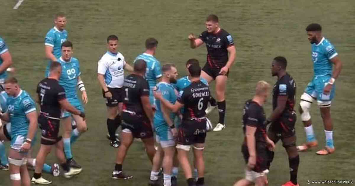 Furious Owen Farrell caught calling England team-mate a 'soft p***k' as referee forced to step in