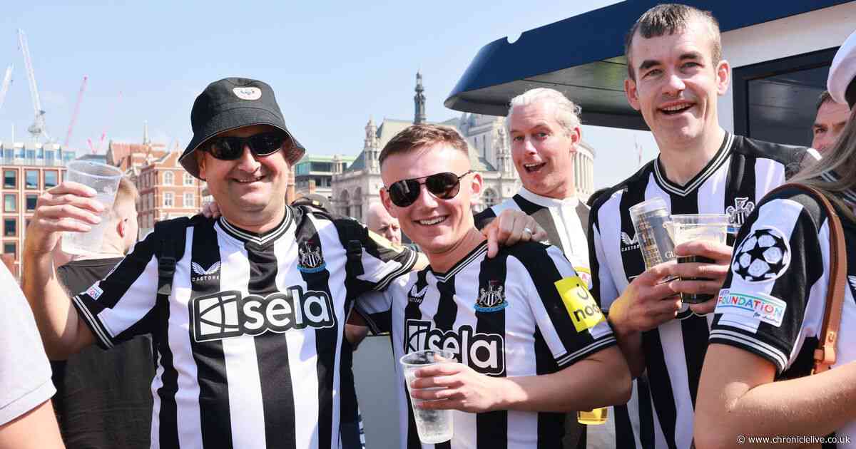 Newcastle United fans enjoy boat trip on the Thames ahead of final Premier League game at Brentford