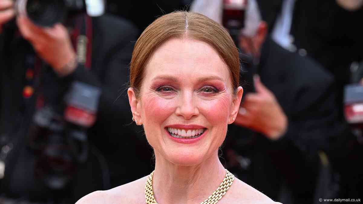 Julianne Moore looks regal in strapless green gown as she attends the 77th annual Cannes Film Festival premiere of Horizon: An American Saga