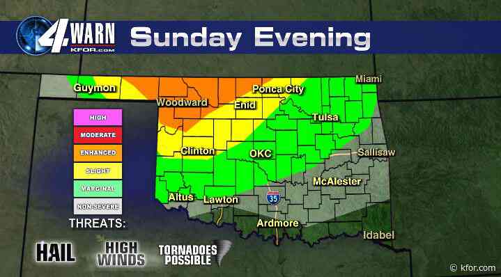 Severe storms possible Sunday evening, here's the latest timeline