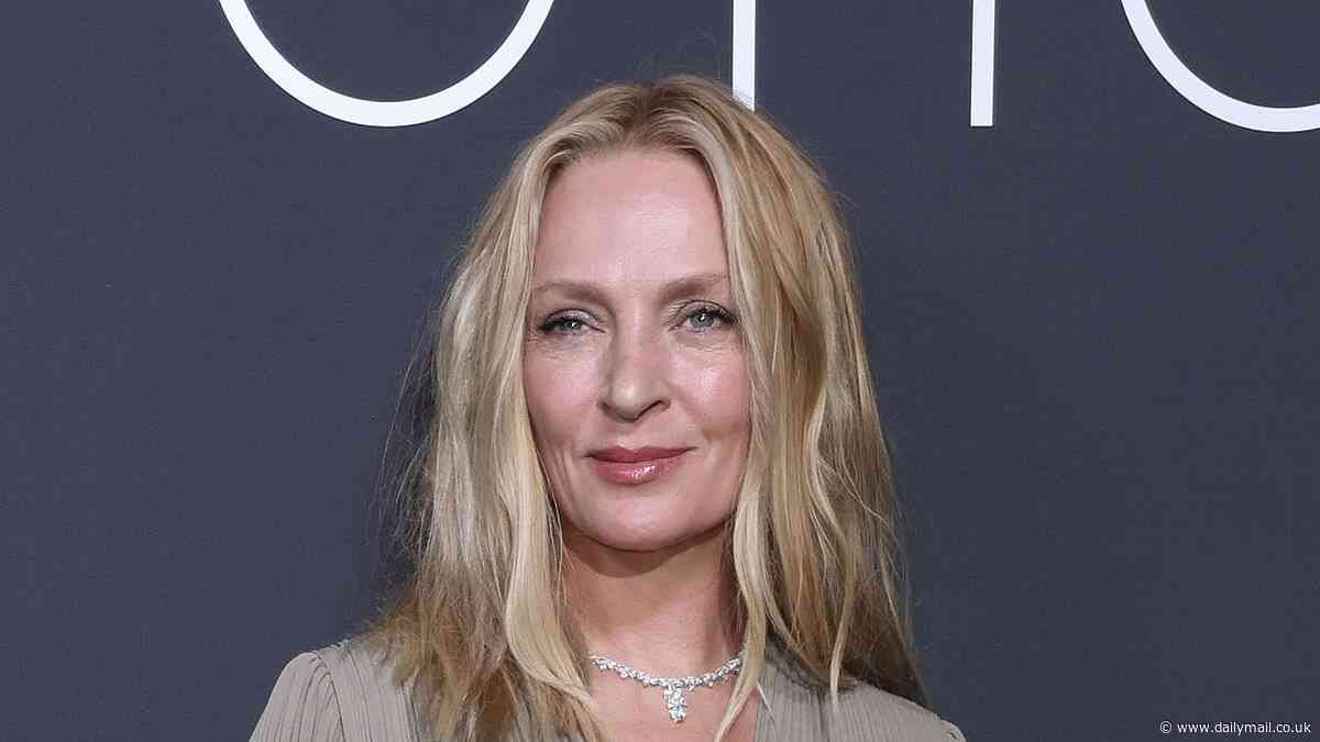 Uma Thurman cuts a glamorous figure in a plunging grey gown as she joins a dazzling Salma Hayek, Diane Kruger and Zoe Saldana at 2024 Kering Women In Motion Awards in Cannes