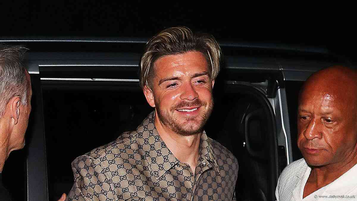 Manchester City stars and wags hit the tiles in style after a record fourth Premier League title win in a row - with Jack Grealish sporting a £2,000 Gucci outfit as players and partners go out for a meal at a top Greek restaurant