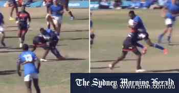 Schoolboy carried 20m in crazy tackle