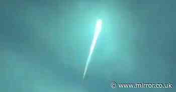 Incredible moment giant meteor travelling at 1,700mph turns night sky blue