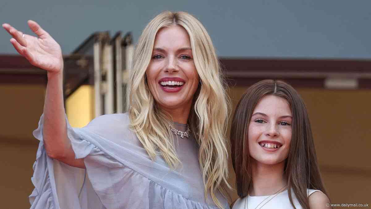 Sienna Miller's lookalike daughter Marlowe, 11, makes her first ever red carpet appearance - as actress, 42, dazzles in sheer gown as she brings boyfriend Oli Green, 27, to Horizon: An American Saga premiere at Cannes Film Festival 