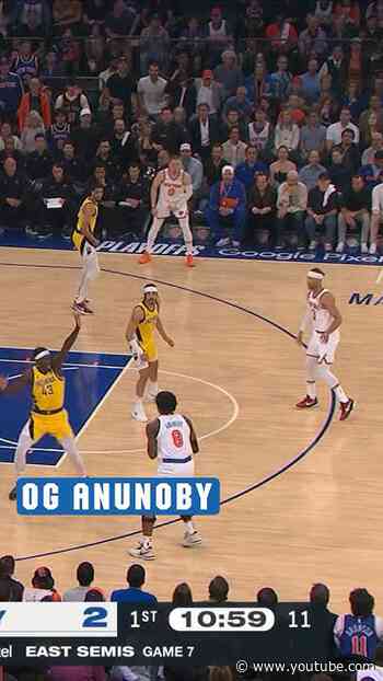 OG Anunoby returns to lineup in Game 7, drains a 3️⃣ #knicks #shorts #nbaplayoffs #three #oganunoby