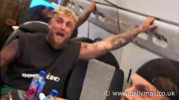Jake Paul's £30m private jet is struck by LIGHTNING as he flies away from Mike Tyson press conference... as he makes plea to ZEUS before landing safely ahead of Netflix bout in July