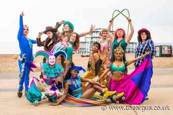 Brighton Festival circus performers take over seafront by West Pier