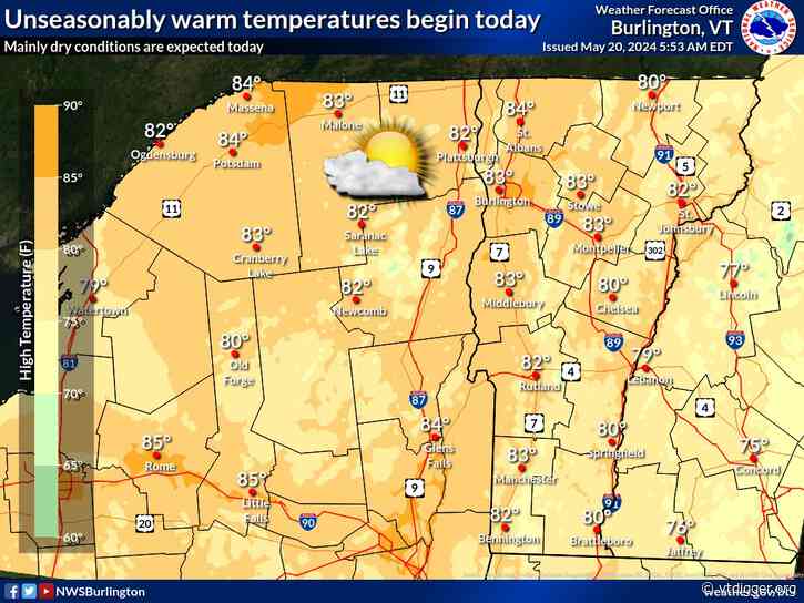 Vermont to see ‘unseasonably’ warm temperatures in coming days, weather service reports