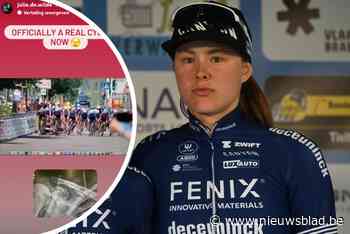 VIDEO. “Nu ben ik officieel een wielrenster”: Julie De Wilde kent verdict na zware valpartij in volle sprint van Antwerp Port Epic Ladies