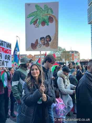 Teacher charged over coconut poster of Sunak and Braverman at London pro-Palestinian march