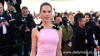 Alessandra Ambrosio wows in a pink figure-hugging gown as she joins glamorous Izabel Goulart, Leomie Anderson and Barbara Palvin on the red carpet as the models descend on Cannes Film Festival at the Marcello Mio premiere