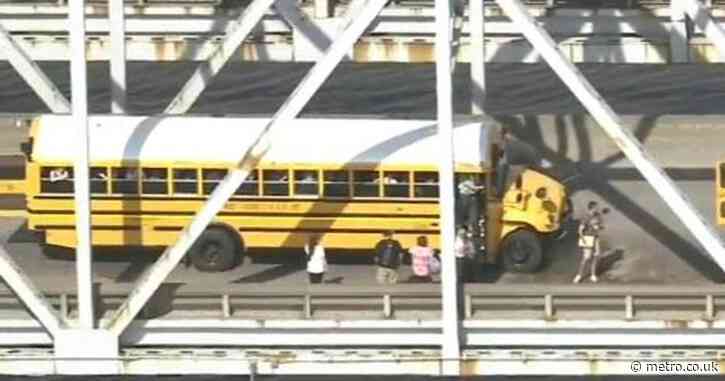 Three school buses plough into each other in bridge crash