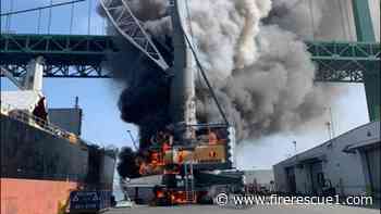 N.J. firefighters battle 2-alarm crane fire under bridge