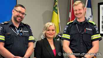 'They’re my guardian angels': paramedics meet woman whose life they saved