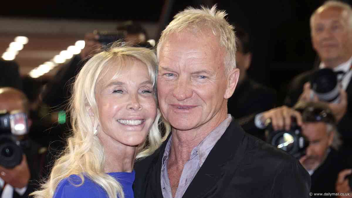 Sting and his glamorous wife Trudie Styler put on a loved-up display on the red carpet at the Parthenope premiere during the 77th Cannes Film Festival