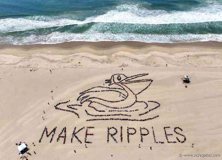 Kids form human art on the sand to spell message for environmental change