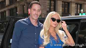 Paris Hilton stuns in chic blue dress with husband Carter Reum as power couple arrive at the WSJ Future of Everything Festival in NYC