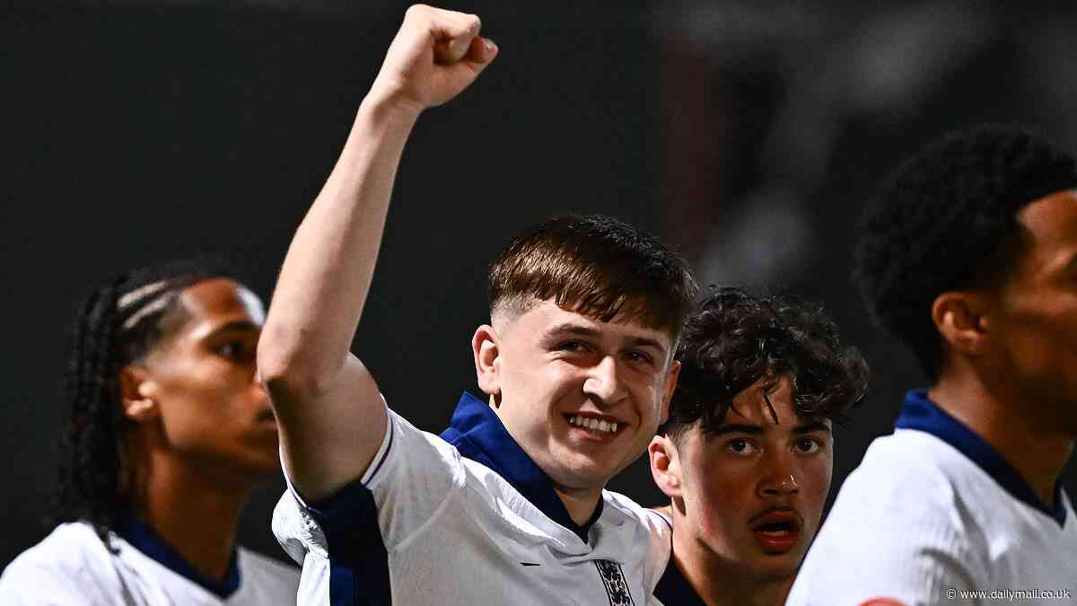 Tottenham wonderkid Mikey Moore scores within 81 SECONDS before netting a second as England thump France 4-0 in opening game of Under 17 Euros
