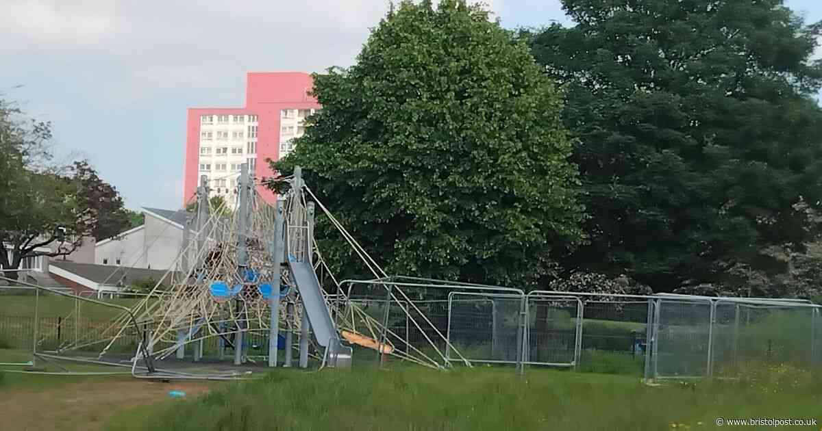 Fencing pulled down after delays to opening of children’s playground