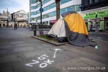 Brighton: Graffiti states homelessness 'not ok' and calls for clean-up