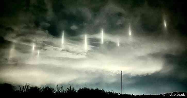 Eerie pillars of light appear in the sky – but what are they?
