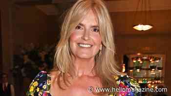 Penny Lancaster, 53, is a glamour queen in lace-trim rainbow dress