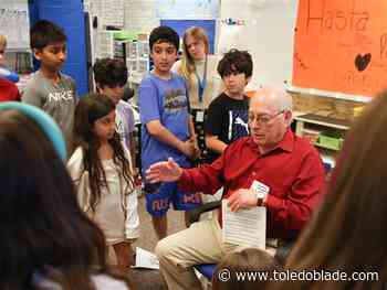 FLOC leader gives advice to fourth graders who wrote his biography