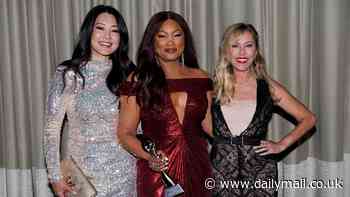 Garcelle Beauvais receives support from her RHOBH costars Crystal Kung Minkoff and Sutton Stracke at the 49th Annual Gracie Awards in Los Angeles