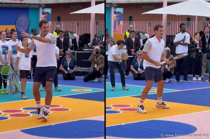 WATCH: Roger Federer plays tennis in a UNIQLO event!