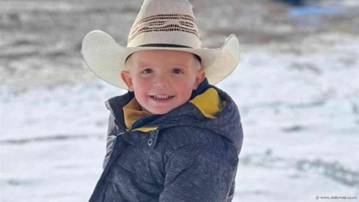 Rodeo superstar Spencer Wright's three-year-old son is declared brain dead after driving his toy tractor into a river and vanishing underwater