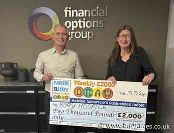 Made in Bury £2,000 draw winner donates every penny to Bury Hospice