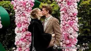 Thomas Brodie-Sangster and his fiancée Talulah Riley share sweet snaps packing on the PDA during loved-up visit to Chelsea Flower Show